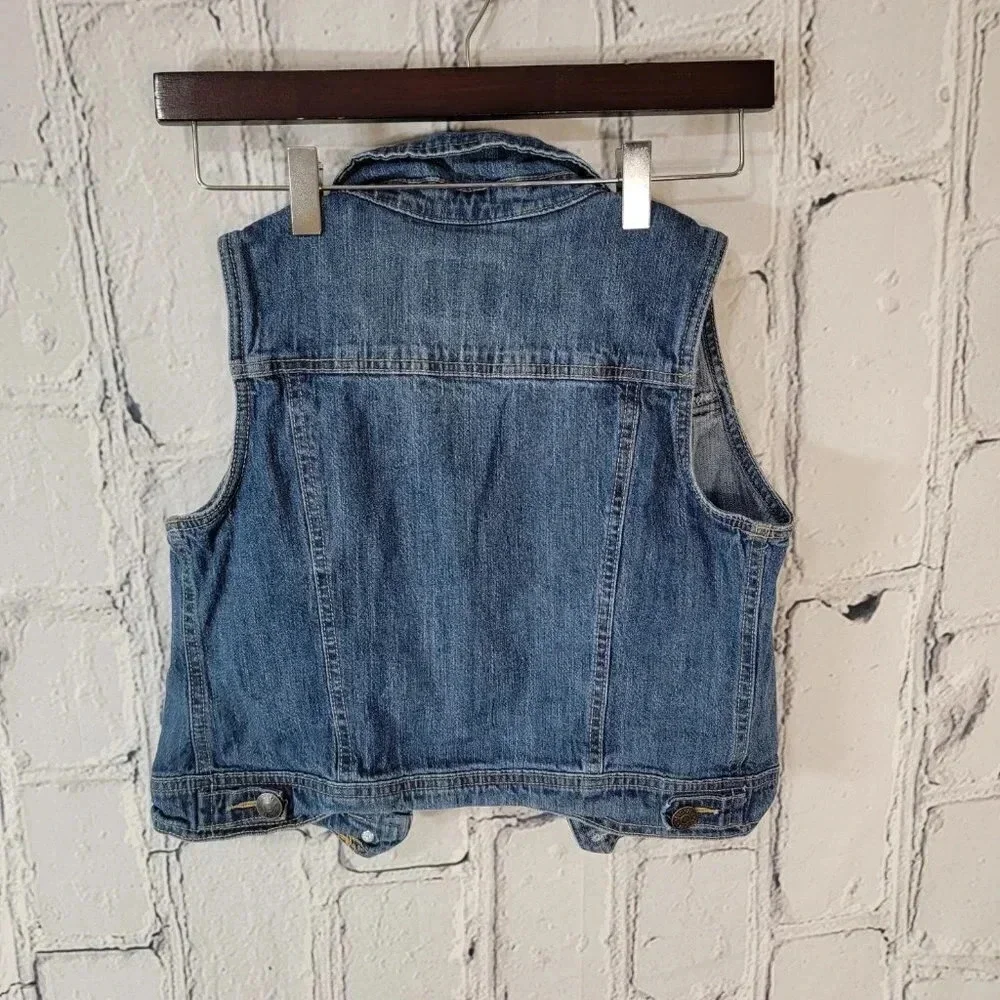 Two Girls Vests‎ Grey Utility & Denim Vest Layering Spring Summer Fall Big 10/12